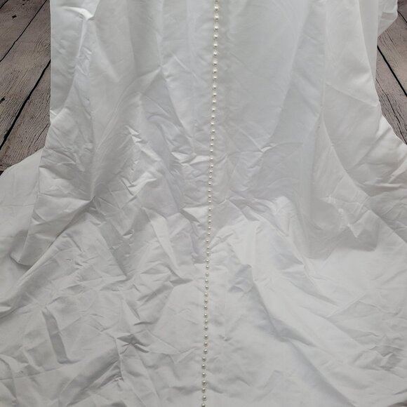 Alfred Angelo White Pearl Beaded Train Bridal A-Line #1973 Wedding Dress Gown 16 - Picture 15 of 16